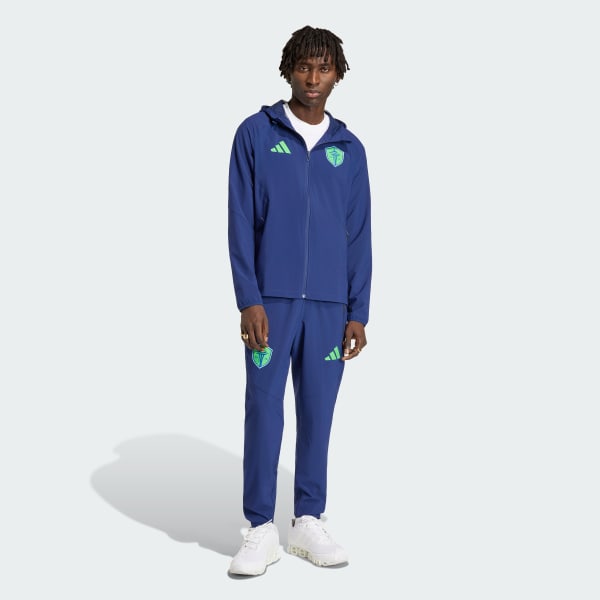 Blue Seattle Sounders Tiro Travel Full Zip Windbreaker