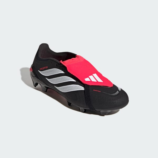 Black Predator League Fold-Over Tongue Firm Ground Football Boots