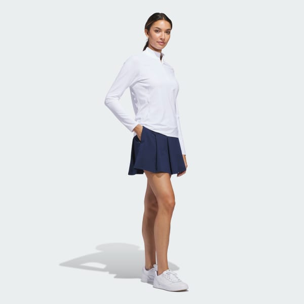 White Ultimate365 Solid Quarter-Zip Mock Polo Shirt