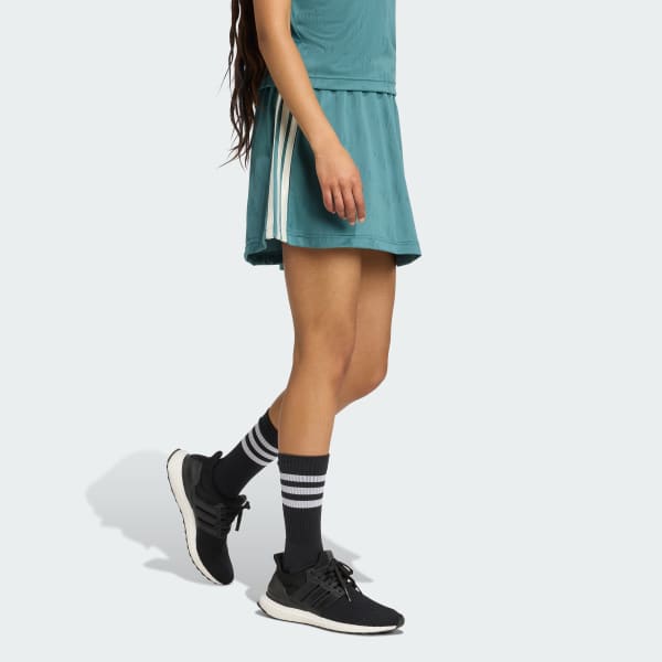 Green Stadium 3-Stripes Tennis Inspired Jacquard Skirt With Short