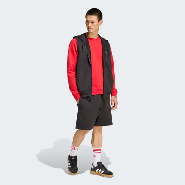 Black TREFOIL ESSENTIALS 7 inch FLEECE SHORTS