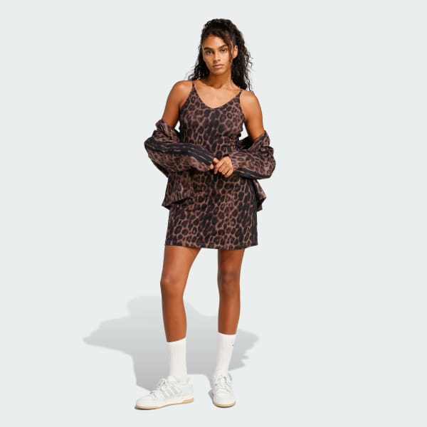 Multicolor Seasonal Essentials Leopard Print Mini-Dress with 3-Stripes