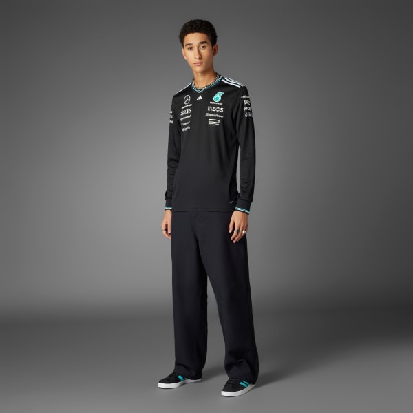 Black MERCEDES - AMG PETRONAS FORMULA ONE TEAM DRIVER JERSEY AUTHENTIC LONG SLEEVE