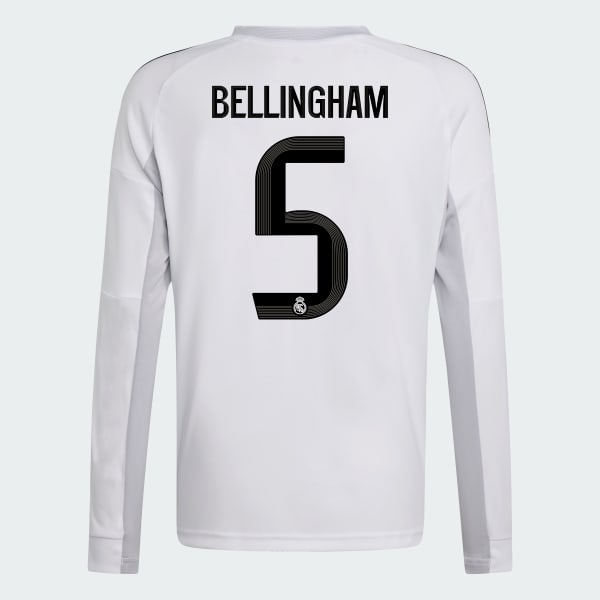 White Real Madrid 25/26 Home Bellingham Jersey Long Sleeve