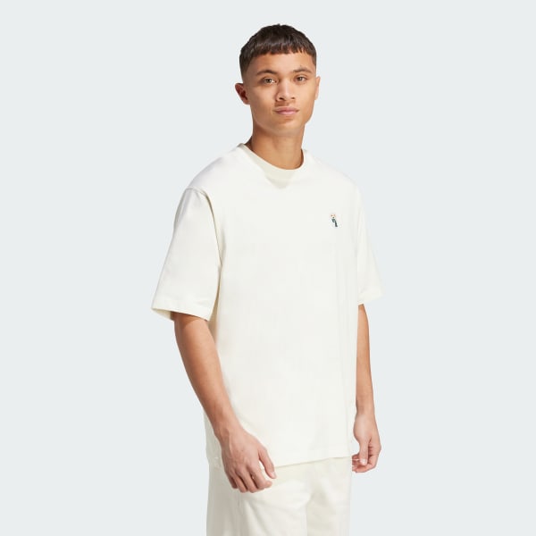 White Dog Sock Patch Graphic Tee