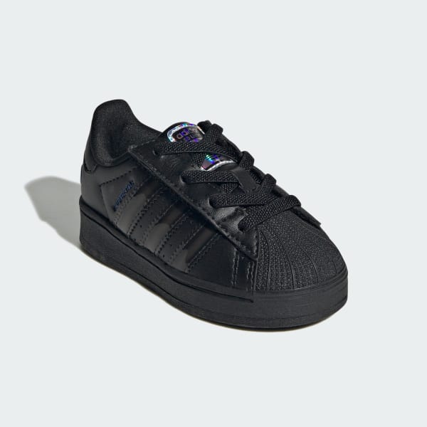 Black Superstar Led Lights Comfort Closure Elastic Lace Shoes Kids