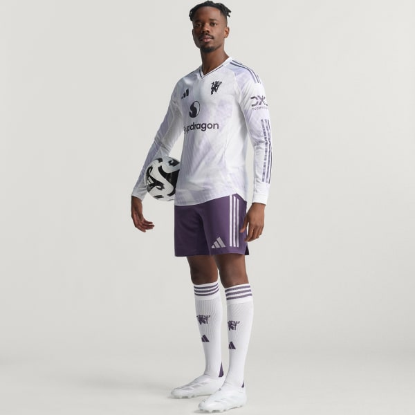 White Manchester United 25/26 Long Sleeve Away Authentic Jersey