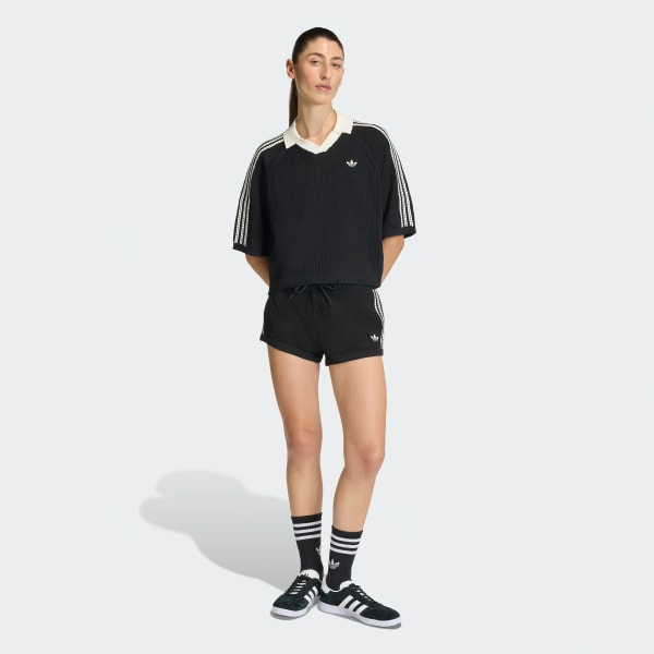 Black KNITTED CROCHET SHORTS