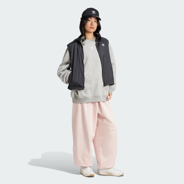 Grey Essentials Fleece Long Oversized Crew Sweatshirt
