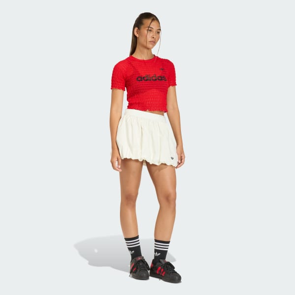 Red SMOCKED CALI TEE