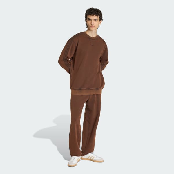 Brown PREMIUM ESSENTIALS RETRO WASHED OPEN HEM PANTS