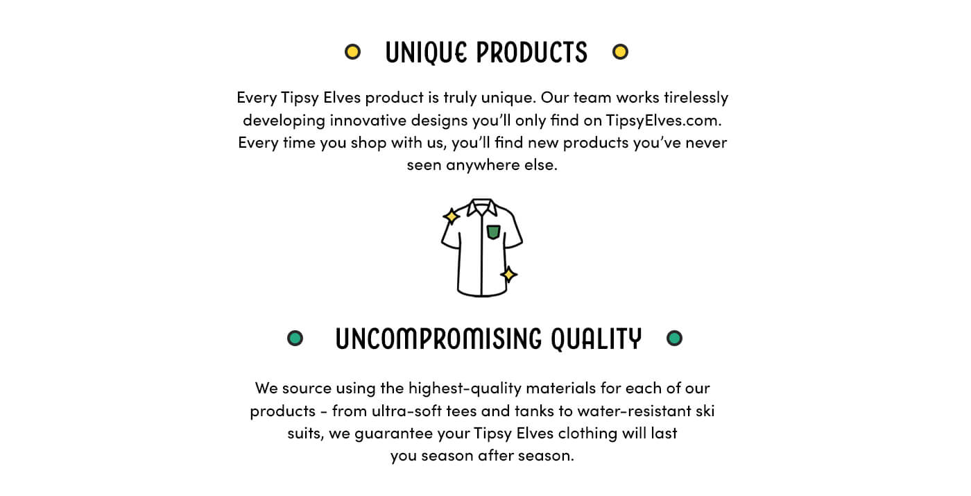 WOW Promise image + text blurb. Unique Products + Uncompromising Quality