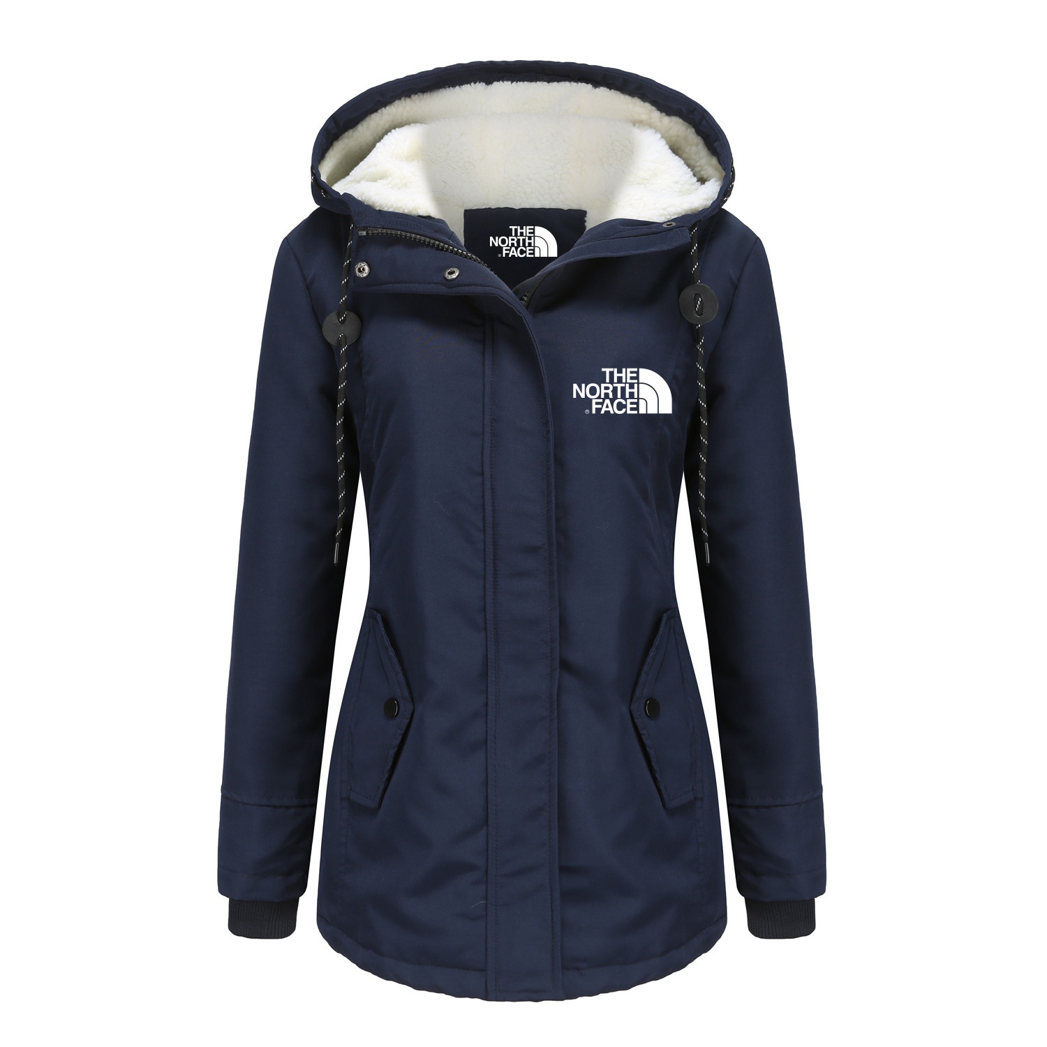 2024 THE NORthtTH FACE-Solid Hood Thicken Parkas Long Coats, Casual Coat For Fall & Winter