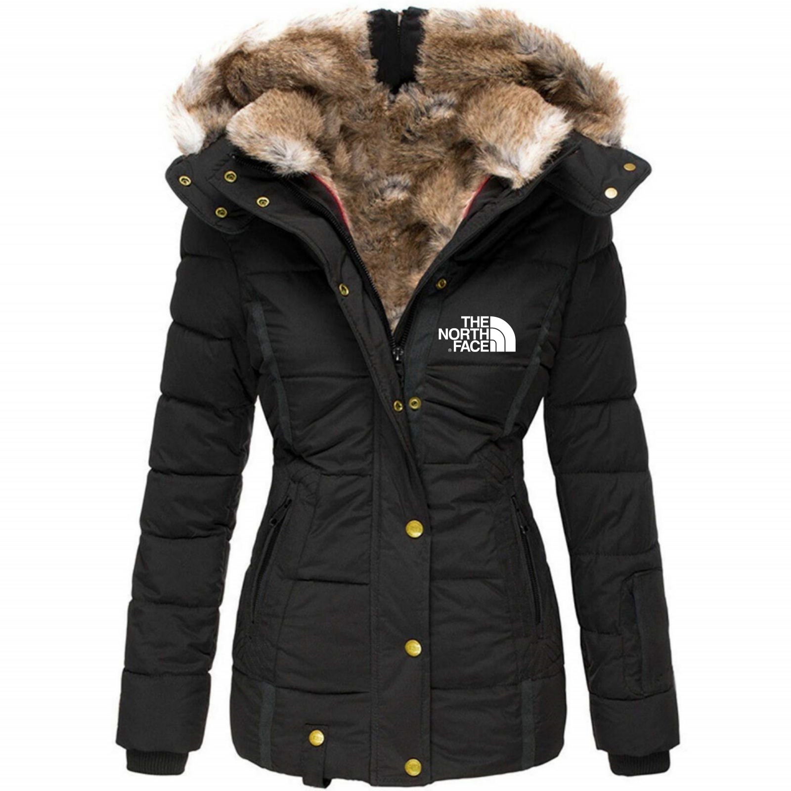 2024 THE NORthtTH FACE-Womens Coats Winter Zipper Hooded Faux Fur Inside Down Jackets