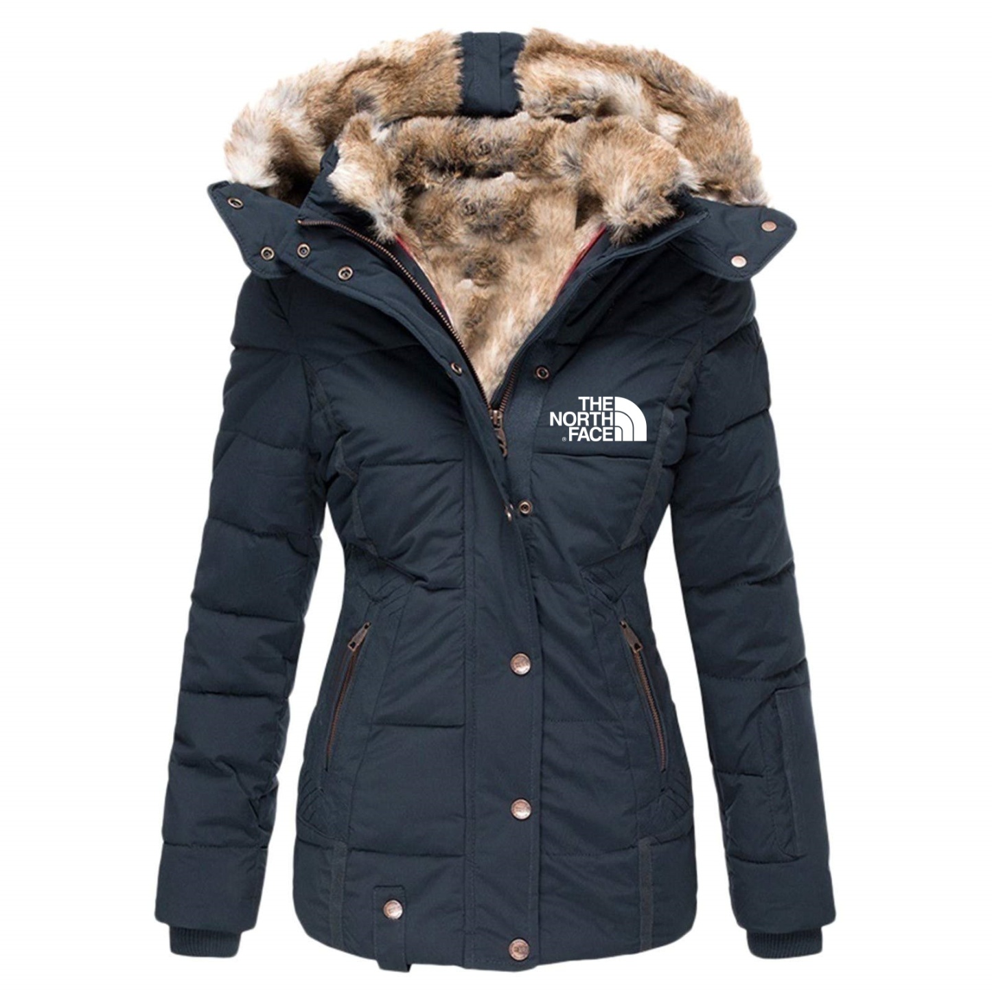 2024 THE NORthtTH FACE-Womens Coats Winter Zipper Hooded Faux Fur Insi