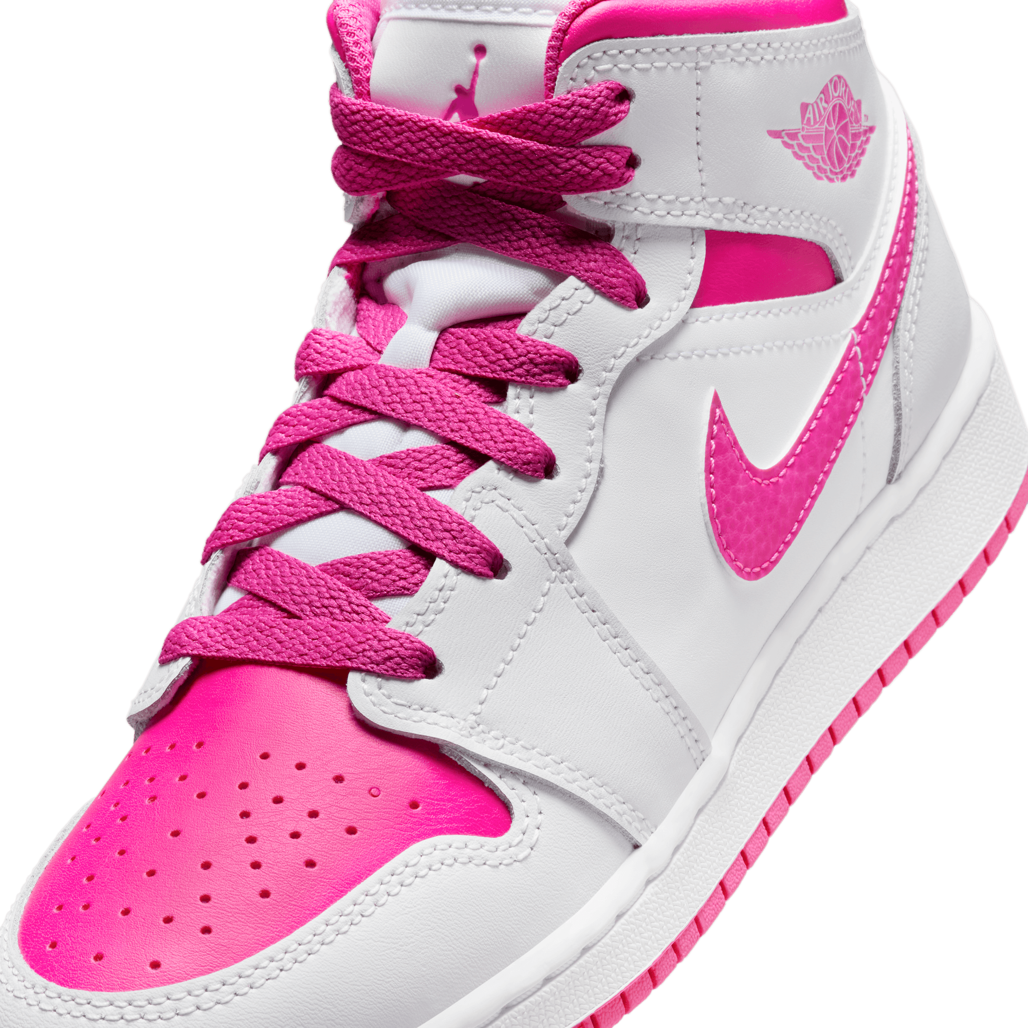 Big Kids' Air Jothtrdan 1 Mid "Fire Pink"