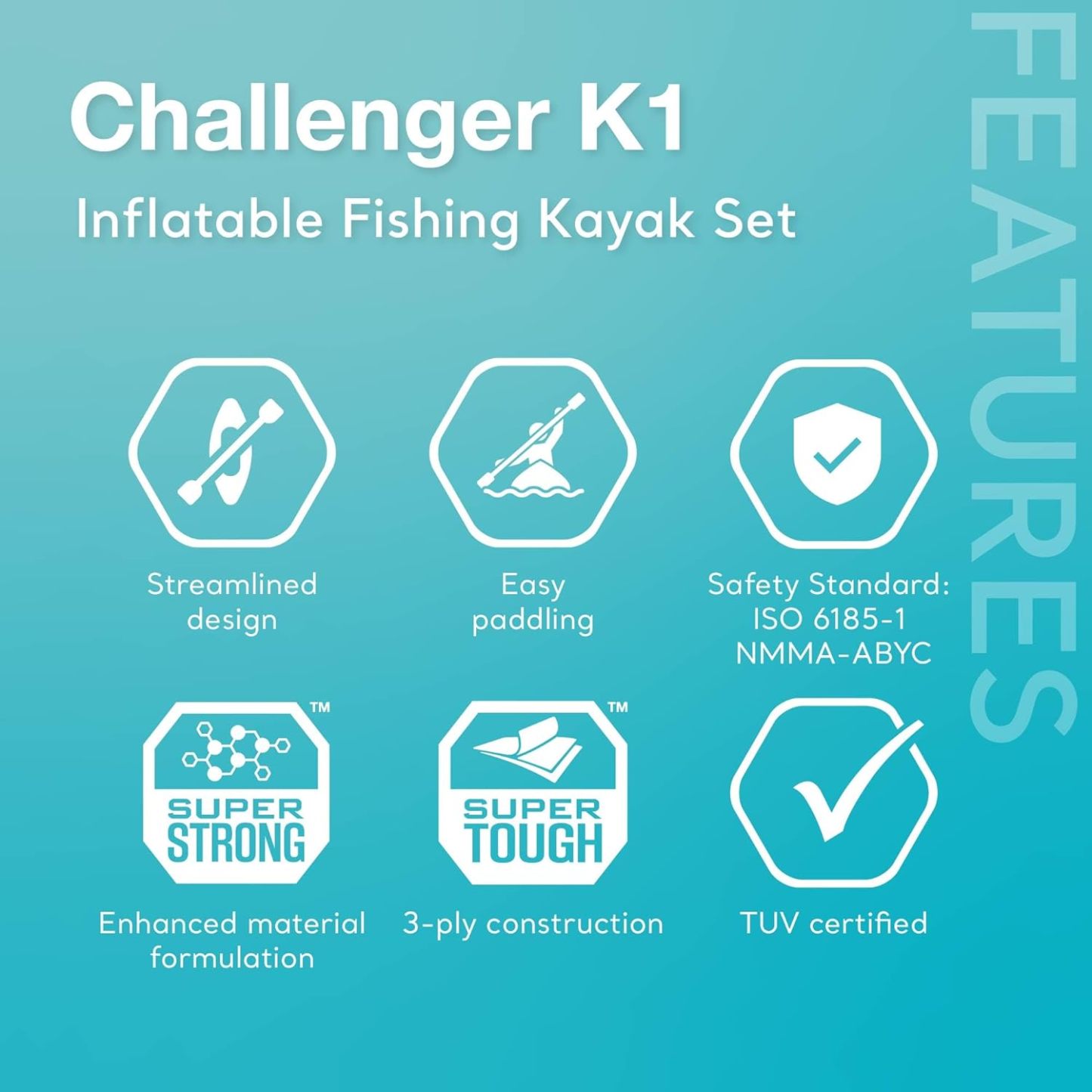 IthtNTEX Cththallenger Inflatable Kayak: Deluxe 86-inch Kayak Paddle and High-Output Pump – Super Strong PVC – Adjustable Seat with Backrest – Removable Tail Fin – Cargo Storage Net