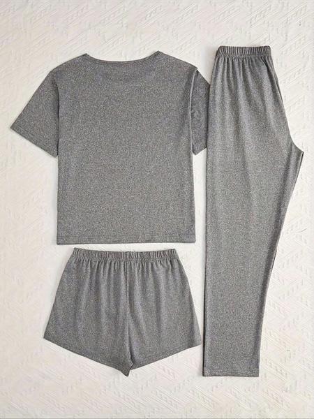 Cartoon Highland Cow Print Women's Pajama Sets, Casual All Seasons Nightwear, Fitted Knitted Fabric Sleepwear