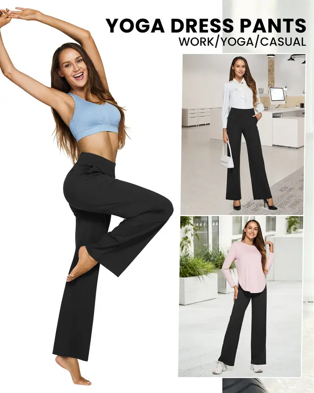 🔥10 Pack For $25.99-Women Wide Leg Pants with Pockets High Waist Stretch Casual Sweatpants Petite/Regular/Tal