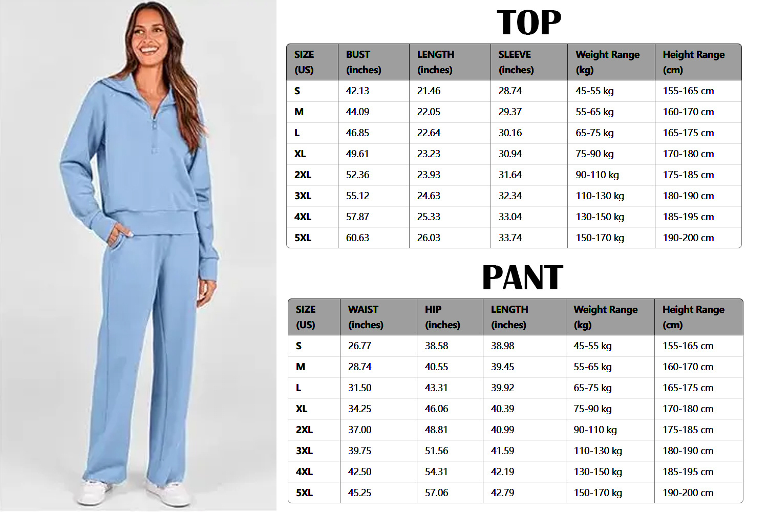Women's 2 Piece Outfits Casual Lapel Half Zip Sweatshirts And Wide Leg Pants Tracksuit Sets