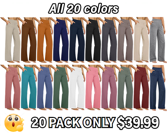 🔥10 Pack For $25.99-Women Wide Leg Pants with Pockets High Waist Stretch Casual Sweatpants Petite/Regular/Tal