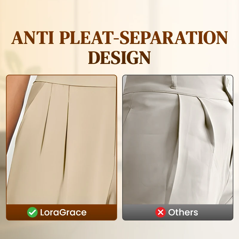 LoraGrace - Women's Soft Pleated Smart Casual Pants