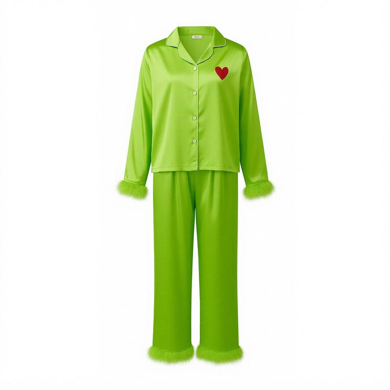 REDWOON Mommy and Me Pajamas Christmas Family Matching Sleepwear Long Sleeve Lapel V Neck Button Down Tops and Elastic Waist Pants Loungewear