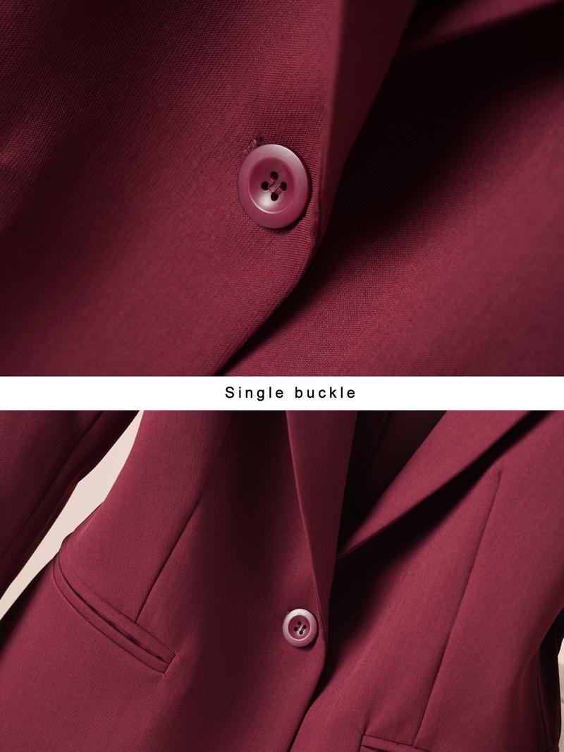 Elegant Women's Blazer Jacket, Fitted Woven Fabric, Long Sleeve Plain Design, Perfect for Office & Spring Autumn Wear, Trendy Blazer