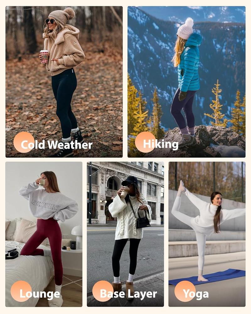 2 Pack Winter Sport Leggings High Waist Thick Wool Pants,Warm Velvet Thick Thermal Pants Fleece Legging Winter Clothes Women,For Outdoor Fitness Yoga Pants, Autumn/Winter