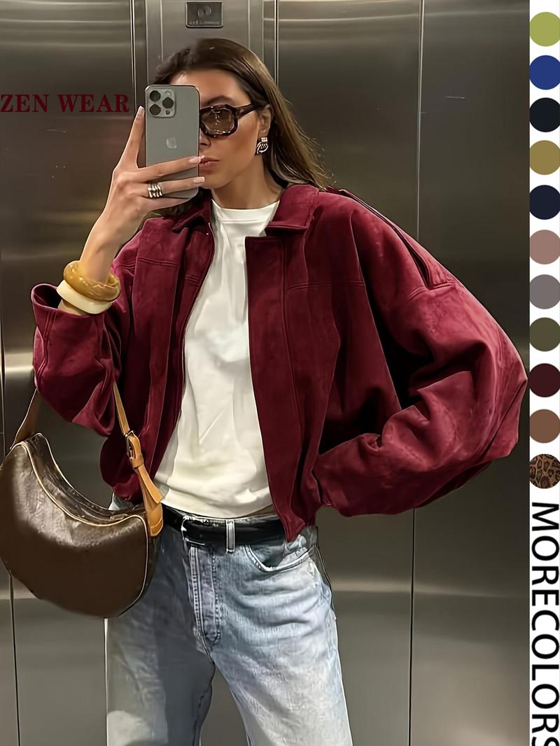 New Spring Autumn Military Short Jacket, Casual Minimalist Loose Fit Women's Coat, Trendy Army Color Outerwear for Daily Wear