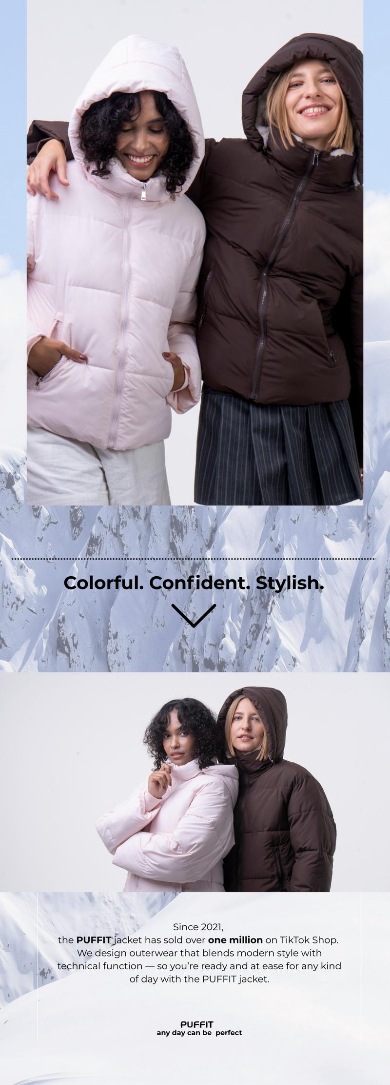 PUFFIT WarmCore Premium Short Puffer Jackets with Removable Hood & Optional Faux Fur Linging, Lady Casual Outerwear Longsleeves Zip Pockets Warm Quilted Coat