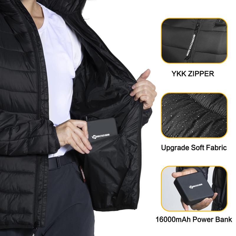 Heated Jacket Lightweight with 12V/5A Power Bank, 6 Areas Winter Coat for Men