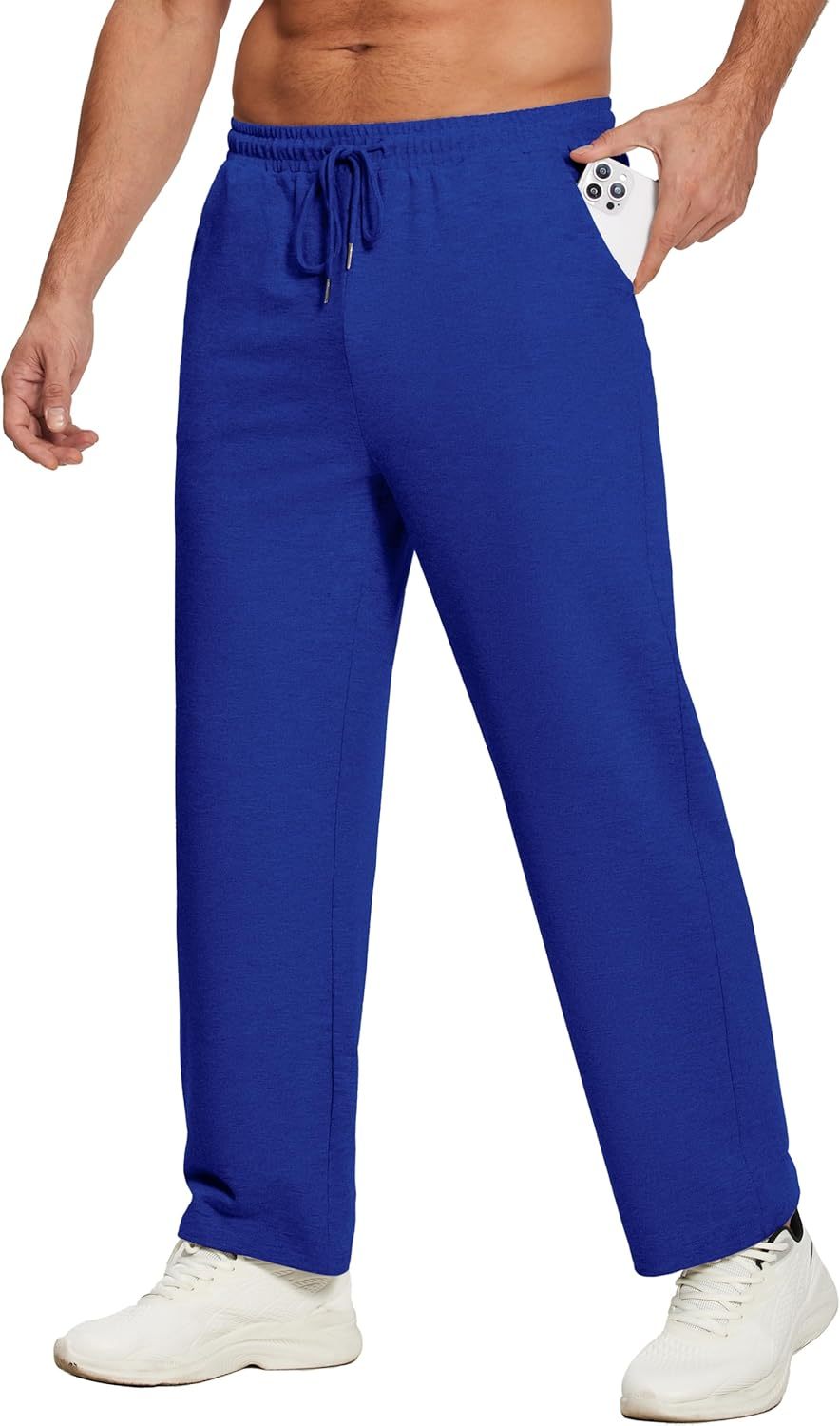 Deyeek Men's Lightweight Sweatpants Open Bottom Sweat Pants for Men Straight Leg Gym Sweatpants Lounge Pants with Pockets