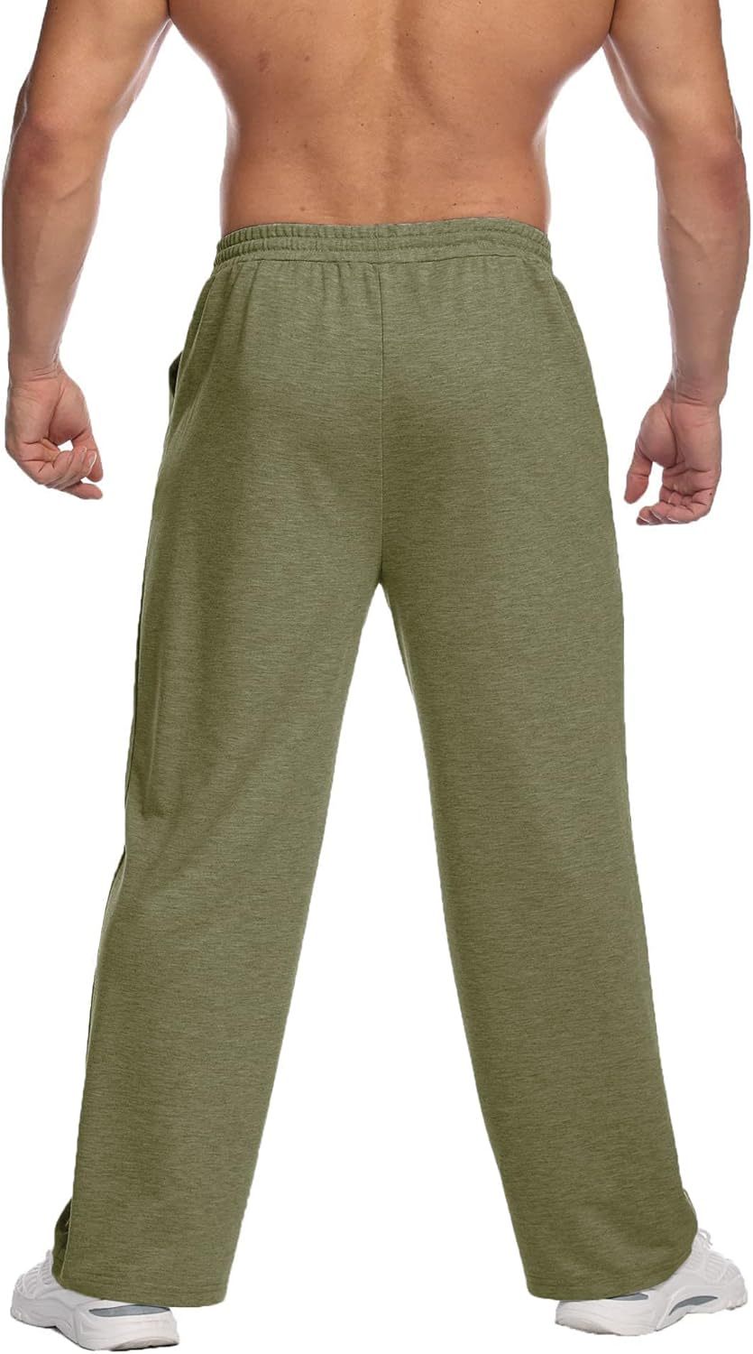 Deyeek Men's Lightweight Sweatpants Open Bottom Sweat Pants for Men Straight Leg Gym Sweatpants Lounge Pants with Pockets