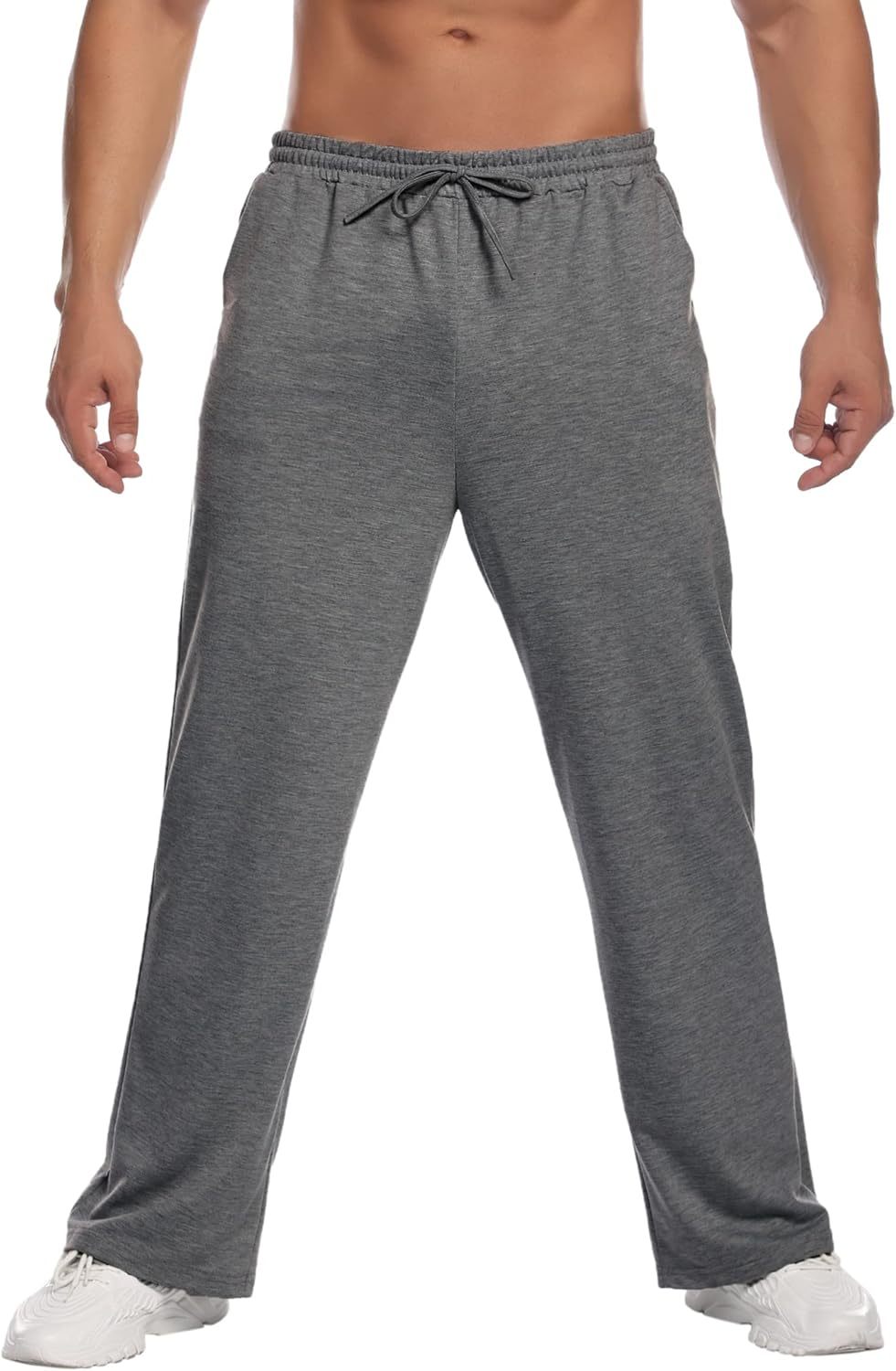 Deyeek Men's Lightweight Sweatpants Open Bottom Sweat Pants for Men Straight Leg Gym Sweatpants Lounge Pants with Pockets