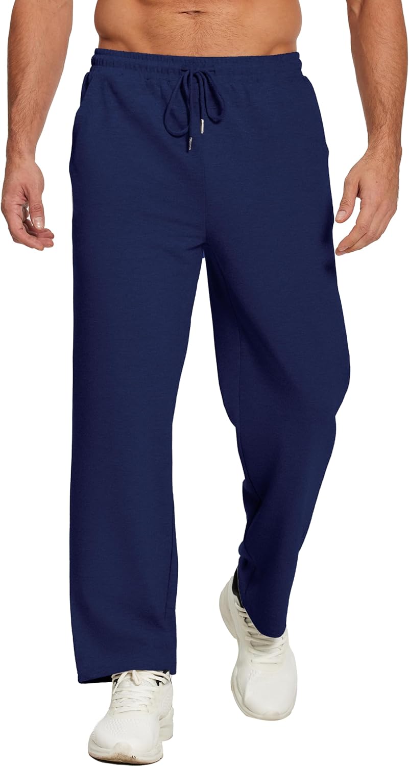 Deyeek Men's Lightweight Sweatpants Open Bottom Sweat Pants for Men Straight Leg Gym Sweatpants Lounge Pants with Pockets