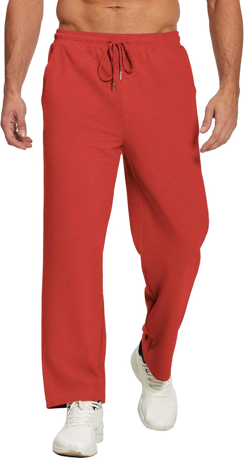 Deyeek Men's Lightweight Sweatpants Open Bottom Sweat Pants for Men Straight Leg Gym Sweatpants Lounge Pants with Pockets