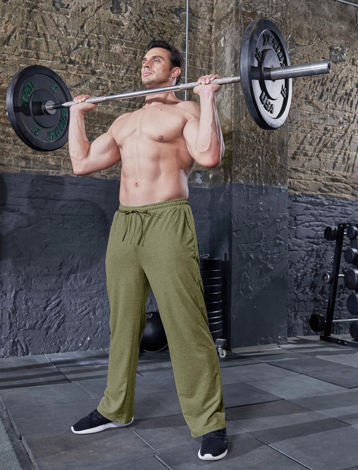 Deyeek Men's Lightweight Sweatpants Open Bottom Sweat Pants for Men Straight Leg Gym Sweatpants Lounge Pants with Pockets