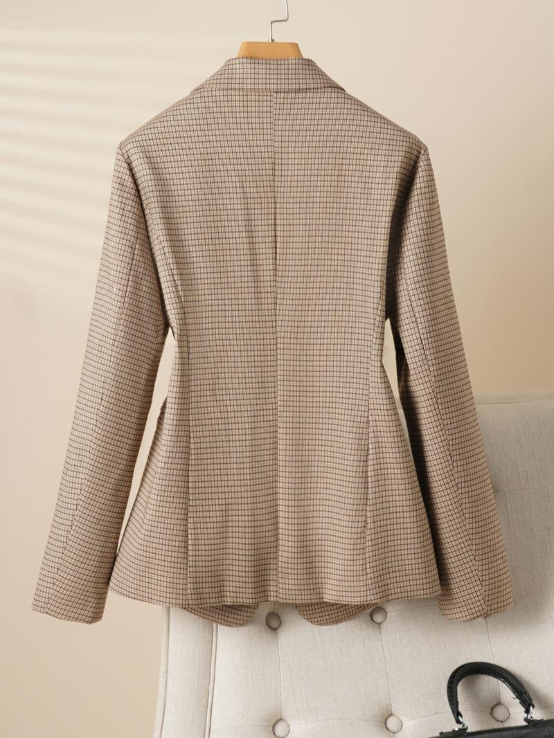 Elegant Women's Blazer Jacket, Fitted Woven Fabric, Long Sleeve Plain Design, Perfect for Office & Spring Autumn Wear, Trendy Blazer