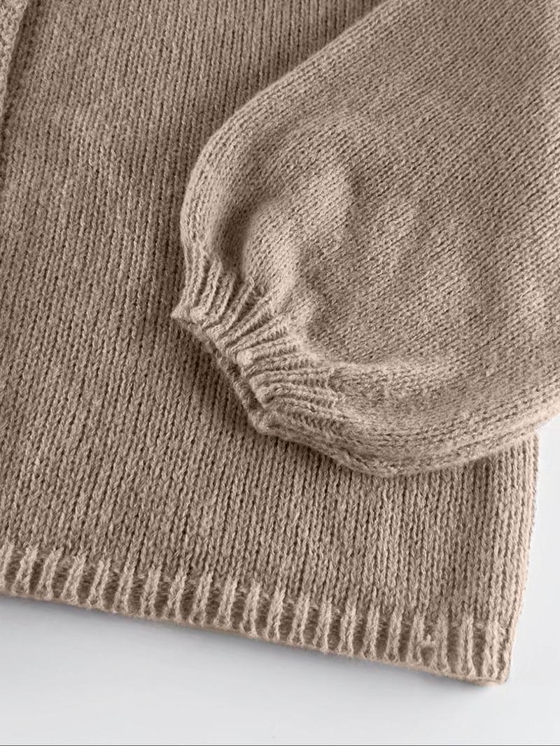 Women's Solid Color Button Cable Knit Cardigan, Casual Long Sleeve Open Front Outerwear for Fall & Winter, Women's Knit Clothing for Daily Wear