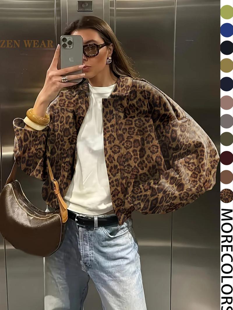 New Spring Autumn Military Short Jacket, Casual Minimalist Loose Fit Women's Coat, Trendy Army Color Outerwear for Daily Wear