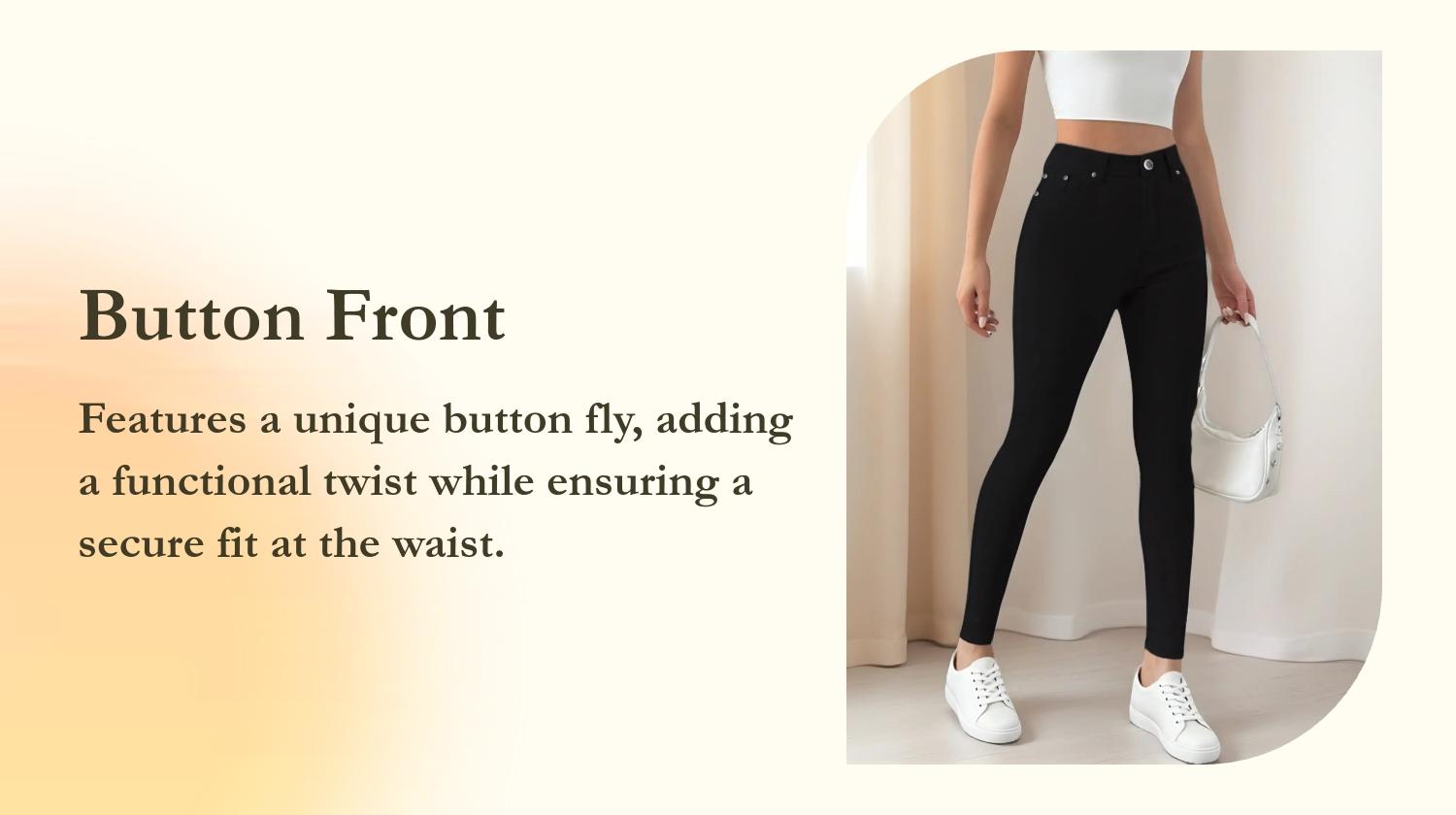 Women's Button-Fly Skinny Pants with Pockets, Casual Pocket Waist, Casual, Slim, Comfy Pants for Daily Wear, Casual Sporty Trousers, Ladies' Casual Fitted Bottoms for All Seasons, Casual Soft Comfy (One Size Up is Recommended)