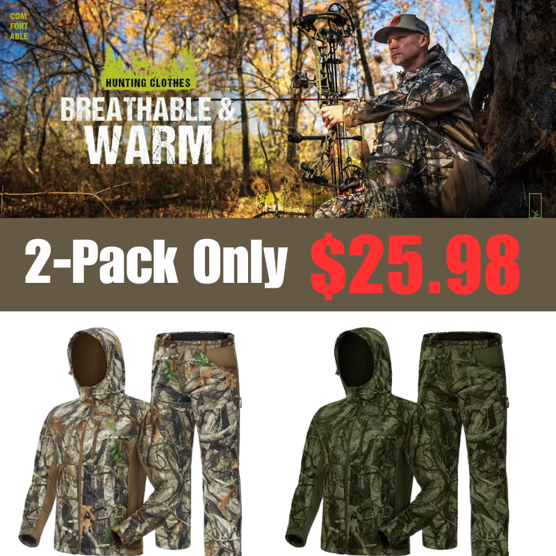 Men’s 2-Pack Fleece-Lined Hunting Jacket & Pants Set