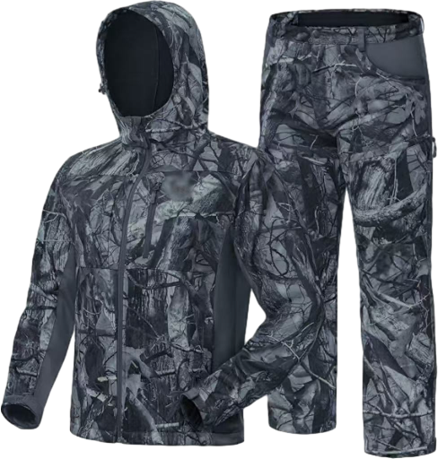 Men’s 2-Pack Fleece-Lined Hunting Jacket & Pants Set – Water-Resistant, Silent, Safety Harness Compatible
