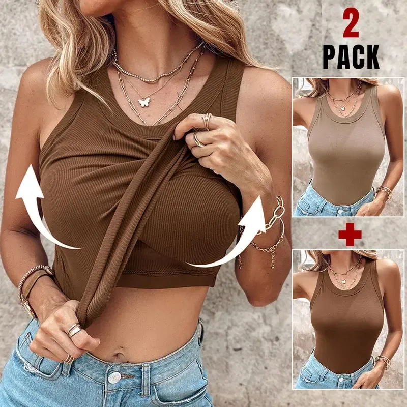 Round Neck Built-in Bra Ribbed Tank Top/Ribbed Built-in Bra Tank Top