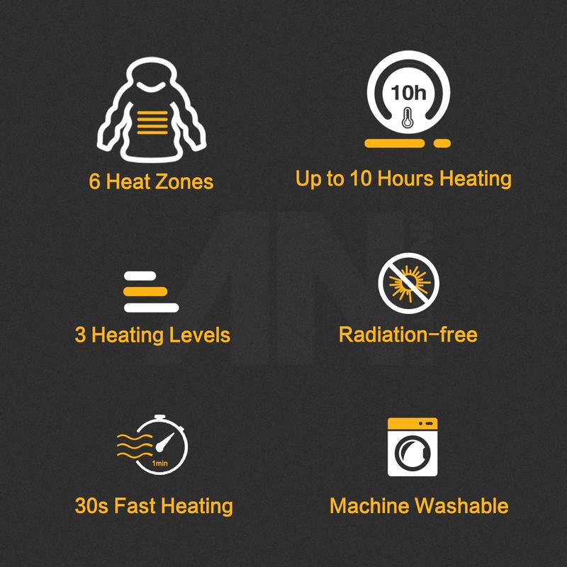 Heated Jacket Lightweight with 12V/5A Power Bank, 6 Areas Winter Coat for Men