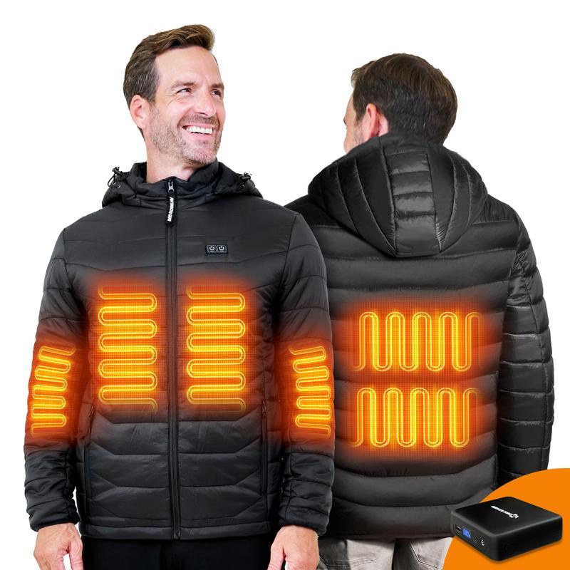 Heated Jacket Lightweight with 12V/5A Power Bank, 6 Areas Winter Coat for Men