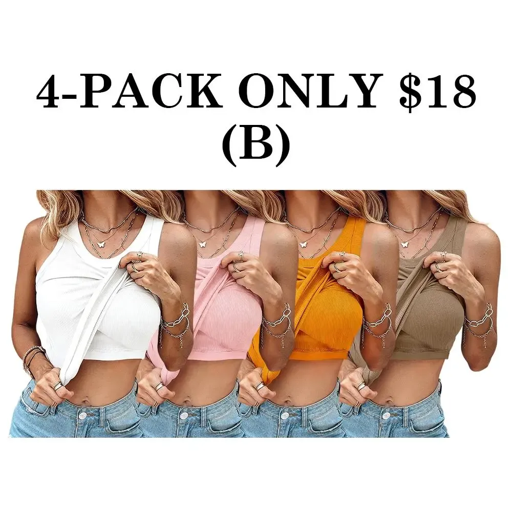 Round Neck Built-in Bra Ribbed Tank Top/Ribbed Built-in Bra Tank Top