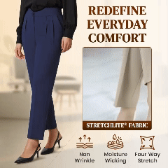 LoraGrace - Women's Soft Pleated Smart Casual Pants