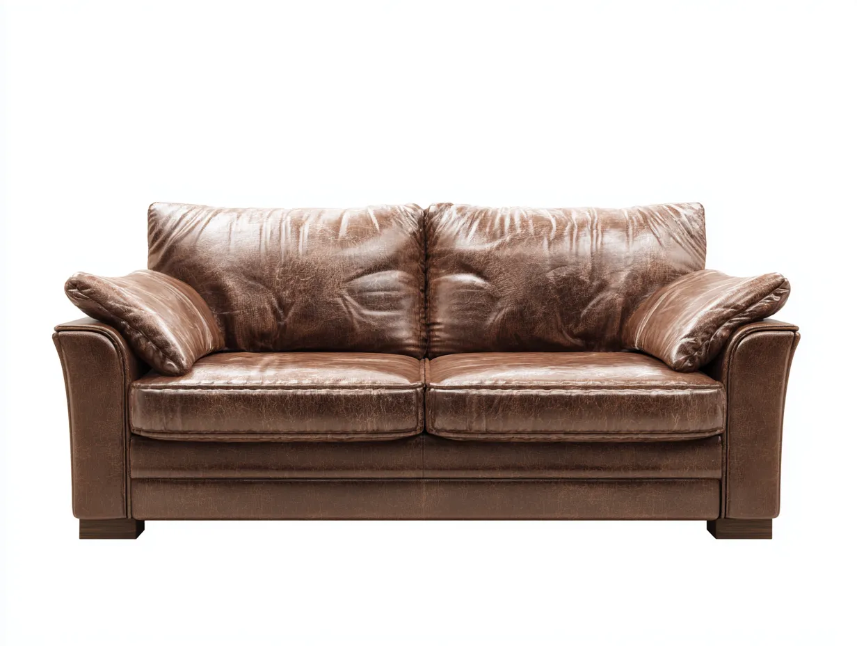 Sofá de dos plazas 165x95x95 cm - piel marrón - estilo vintage